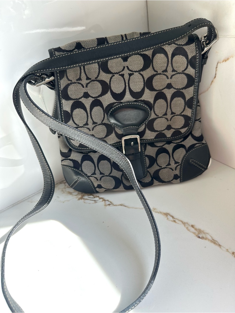 vintage Coach Signature Messenger Crossbody Bag